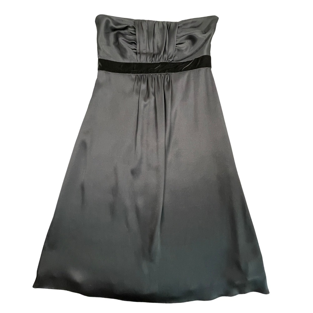Vintage Y2K Banana Republic Silk Strapless A-Line Cocktail Mini Dress Sz 4 Black